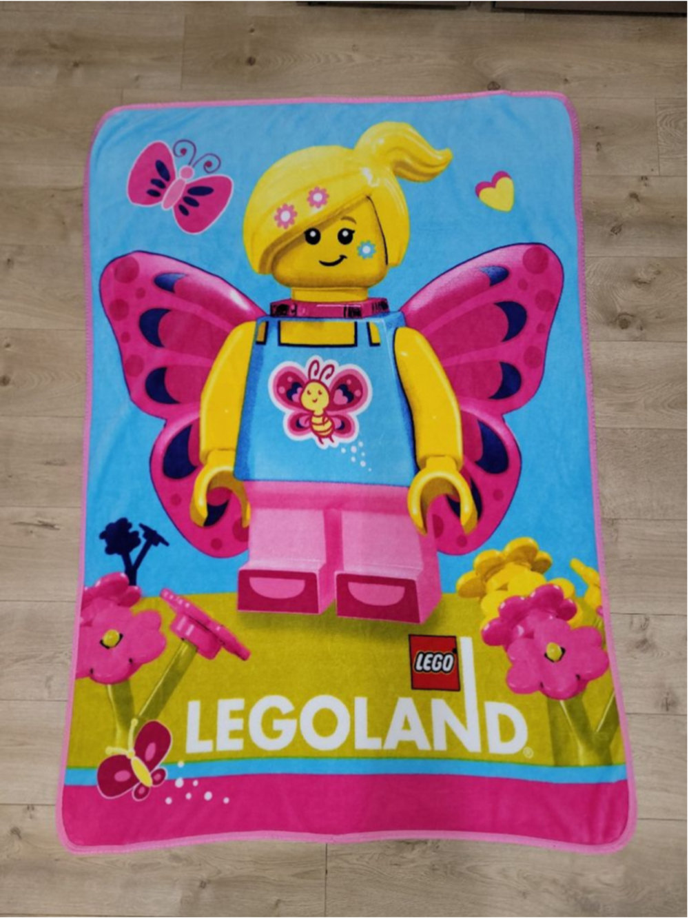 LEGO LEGOLAND Butterfly Girl Fleece Throw Blanket Pink Blue Franco Kids